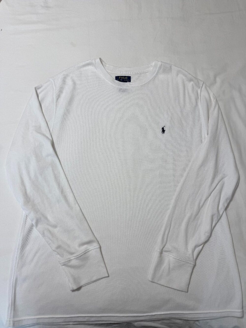 Polo Ralph Lauren White Waffle Knit Long Sleeve Shirt Men’s 2XL